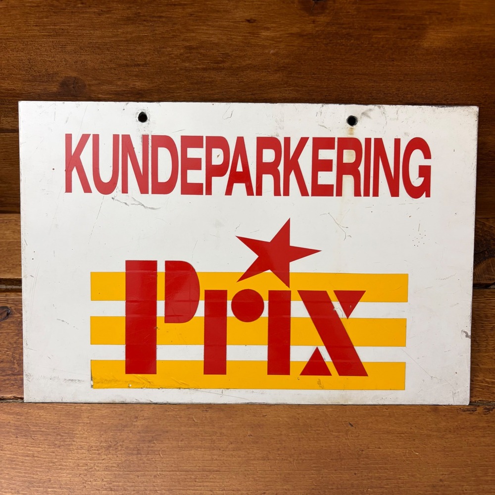 Vintage Prix Grocery Store Metal Sign Norway Scandinavian Coop Supermarket 1990s